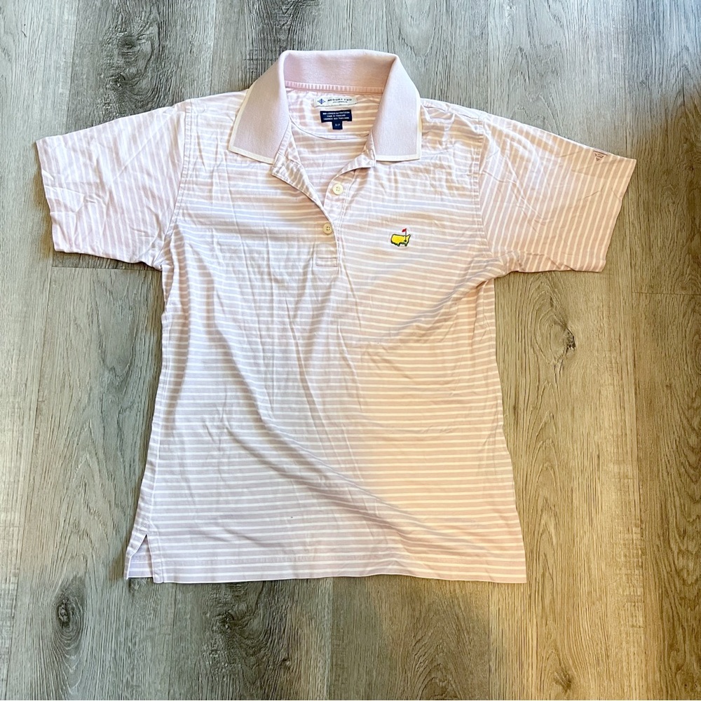 Magnolia Lane Masters Polo Shirt Women’s Pink Striped Shirt Size Small